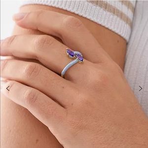 Fossil Enamel ring in blue and purple